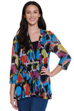 Ali Miles Printed Mesh Open Front Kimono - A55103JM - GEO MULTI