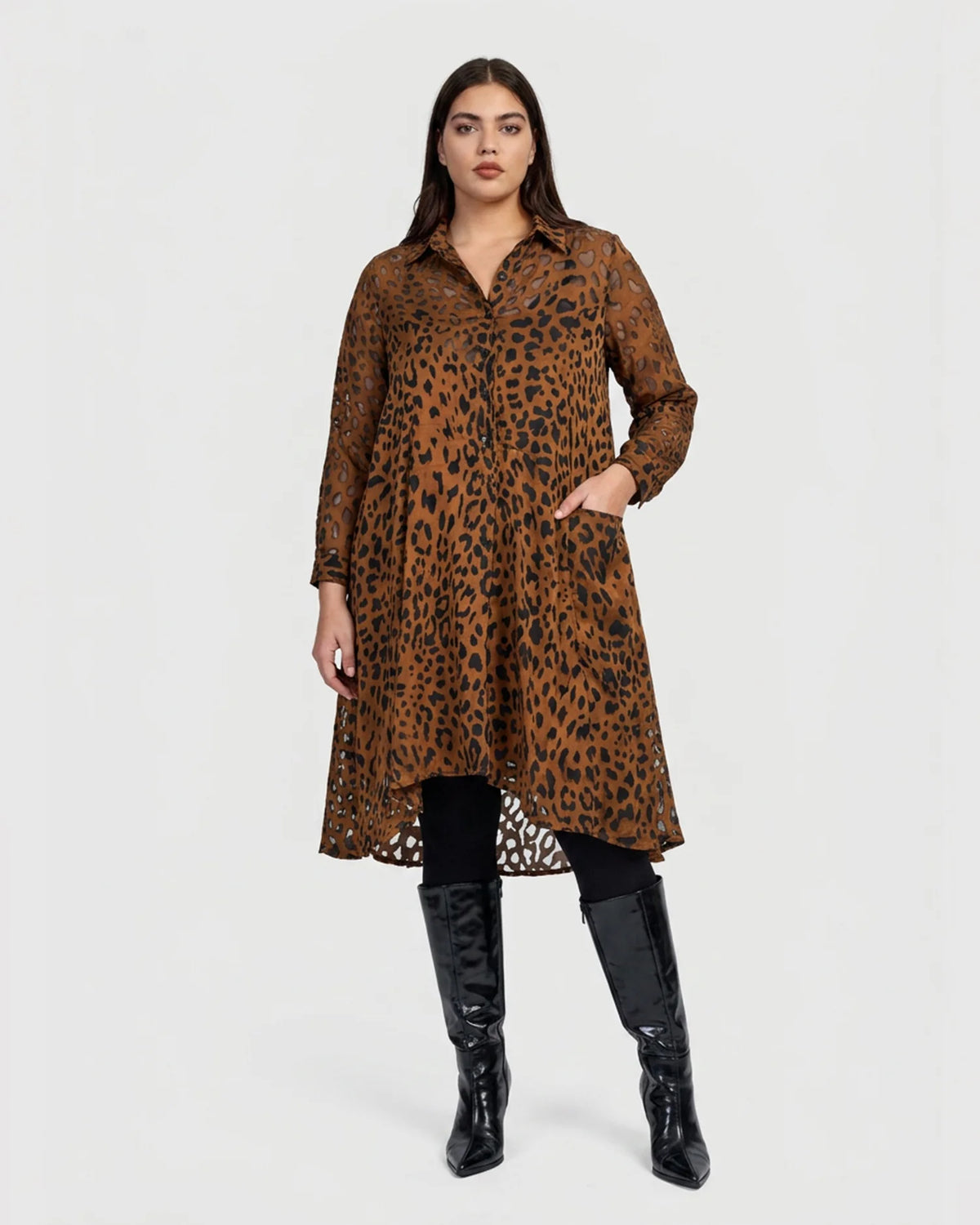 ALEMBIKA Raja Wonderful Dress - AD903C - COGNAC LEOPARD