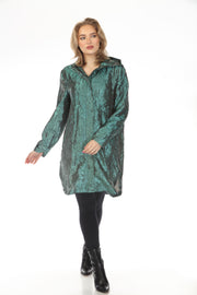 Oopera Packable Crinkle Fabric Long Raincoat - Egyptian Teal - AJ2601W-3