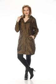 Oopera Packable Crinkle Fabric Long Raincoat - Autumn Gold - AJ2601W-7