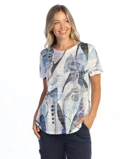 JESS & JANE Burnout Short Sleeve Round-Hem Top - AJ4-2323 - CURRENT