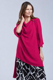 Sydney Project Ann Long Hi-Low 1/2 Sleeve Flowy Top - AFT1159 - MAGENTA