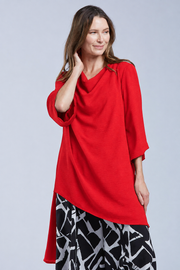 Sydney Project Ann Long Hi-Low 1/2 Sleeve Flowy Top - AFT1159 - RED