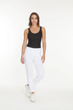 Slimsation LONG/Narrow Women's Wide Band Pull-On Straight Leg Pant With Tummy Control (M2604P)- WHITE