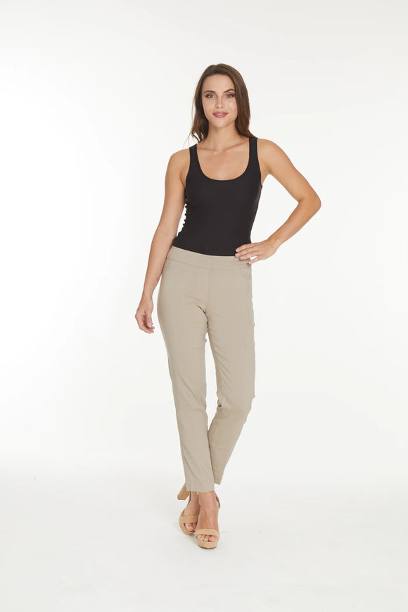 Slimsation ANKLE Women's Wide Band Pull On Pant with Tummy Control (M2623P)- STONE