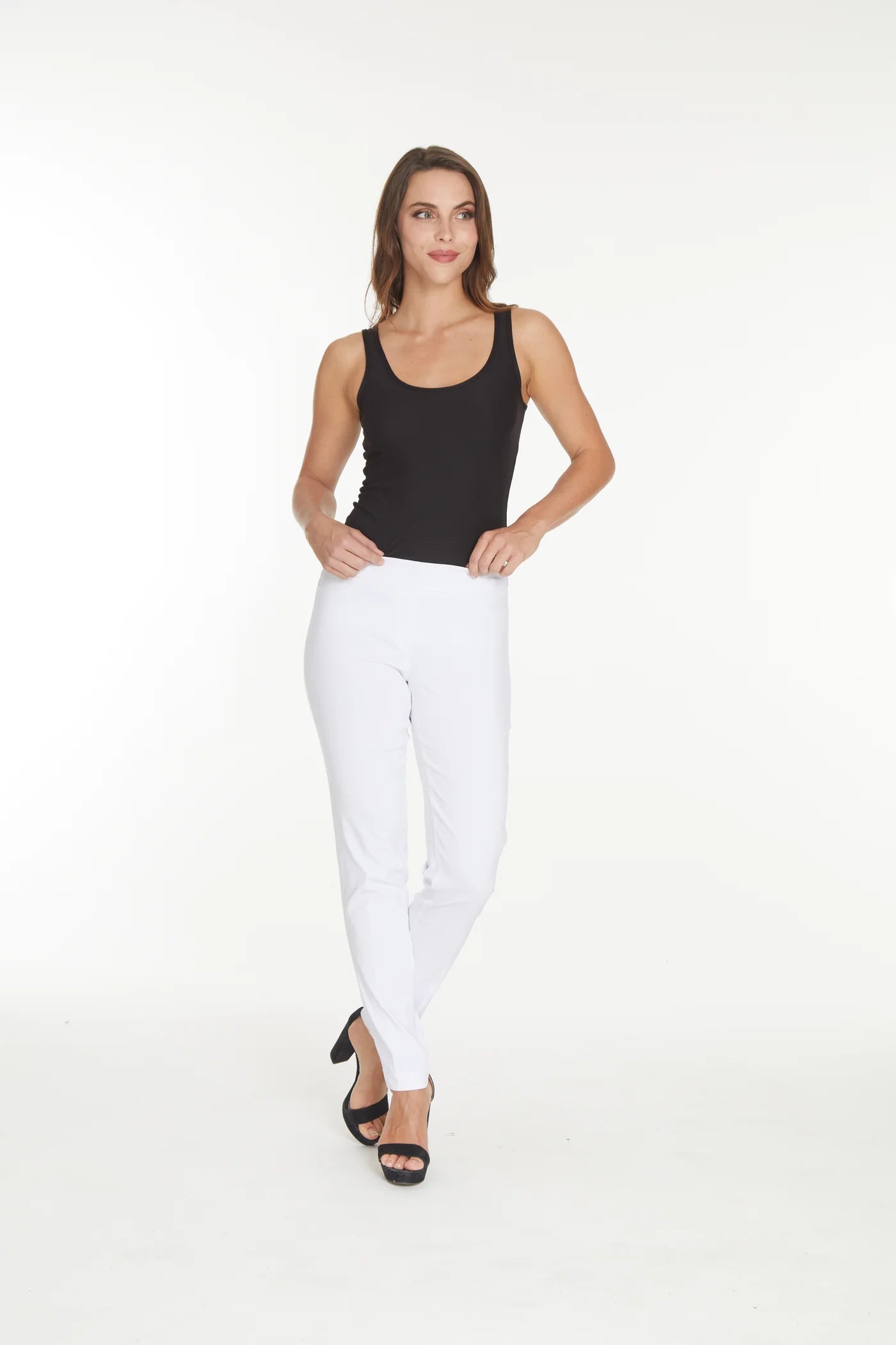 Slimsation ANKLE Women's Wide Band Pull On Pant with Tummy Control (M2623P)- WHITE