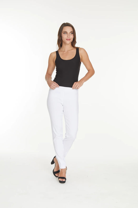 Slimsation ANKLE Women's Wide Band Pull On Pant with Tummy Control (M2623P)- WHITE