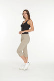 Slimsation Stretch Capri With Pockets & Tummy Control (M2603)- STONE
