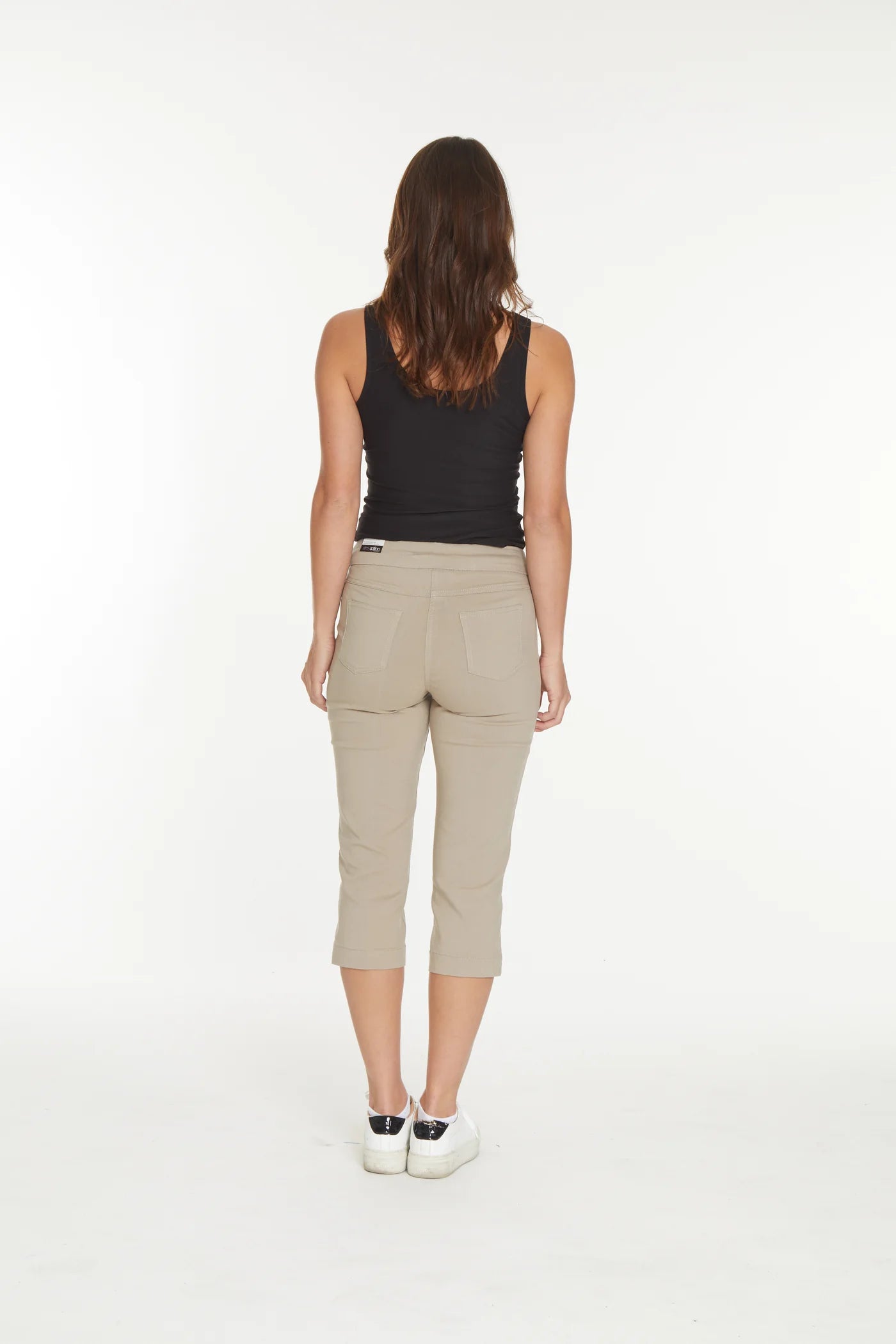 Slimsation Stretch Capri With Pockets & Tummy Control (M2603)- STONE