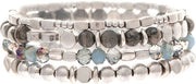 RAIN Silver Metal & Stone Bead Bracelet Set