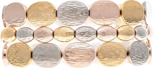 RAIN Multimetal Textured Ovals Three Piece Bracelet Set