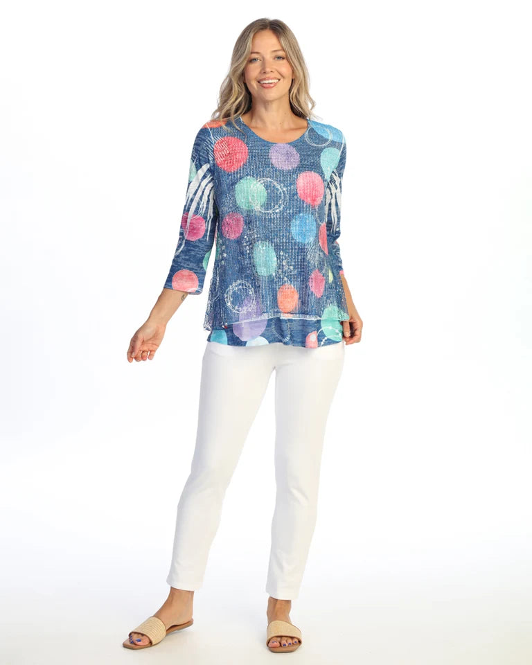 JESS & JANE Layered Boucle Mesh Tunic Top w/ Burnout Lining - BC4-2310 - DULCE