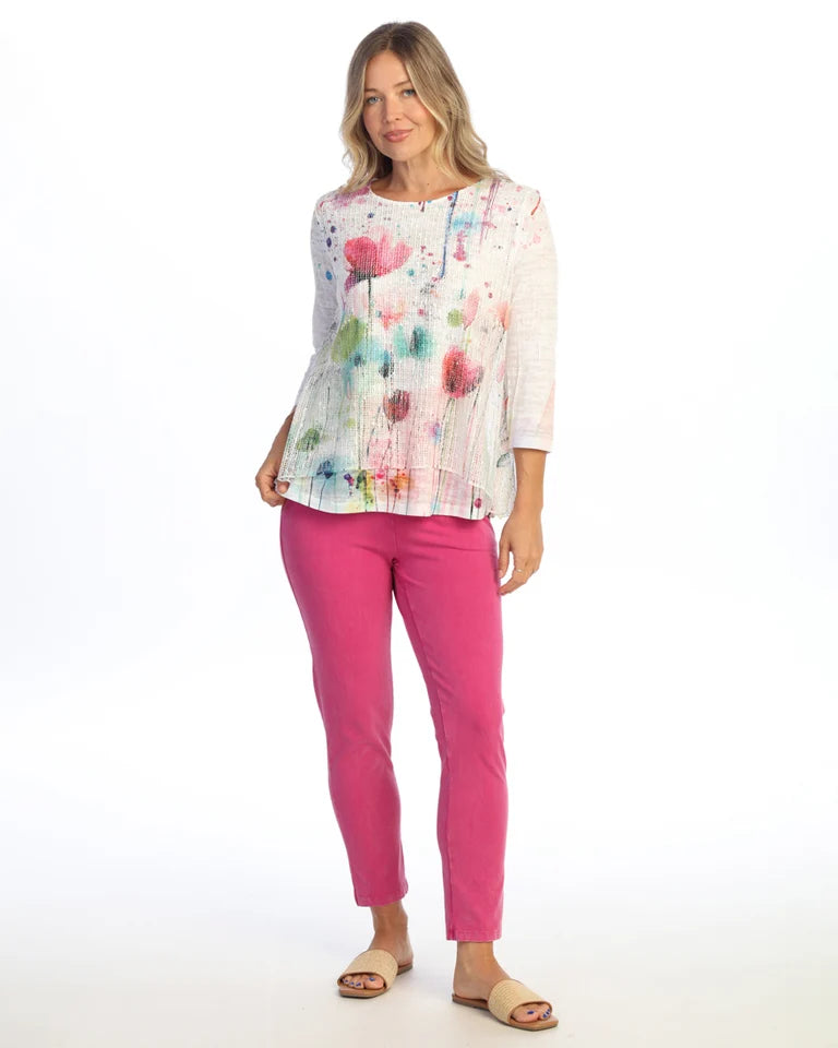 JESS & JANE Layered Boucle Mesh Tunic Top w/ Burnout Lining - BC4-2312 - PRIMAVERA