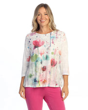 JESS & JANE Layered Boucle Mesh Tunic Top w/ Burnout Lining - BC4-2312 - PRIMAVERA
