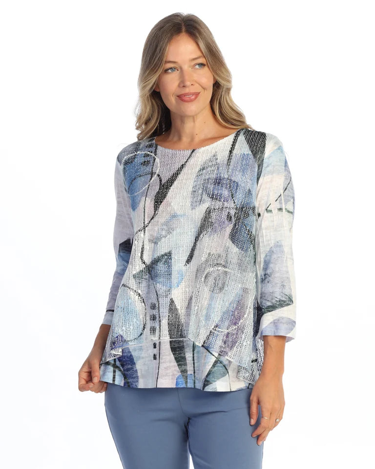 JESS & JANE Layered Boucle Mesh Tunic Top w/ Burnout Lining - BC4-2323 - CURRENT