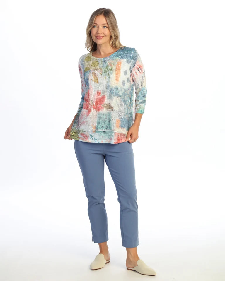 JESS & JANE Layered Boucle Mesh Tunic Top w/ Burnout Lining - BC4-2326 - COSTA