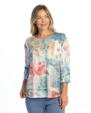 JESS & JANE Layered Boucle Mesh Tunic Top w/ Burnout Lining - BC4-2326 - COSTA