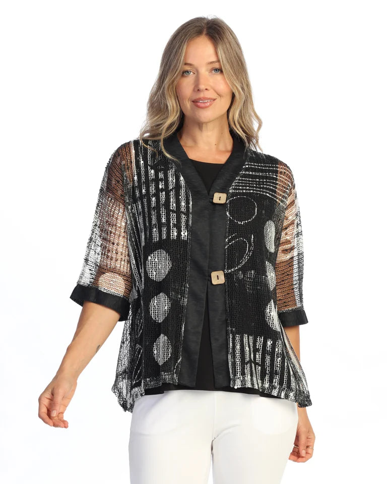 JESS & JANE Boucle Mesh Cardigan w/ 2-Button Closure - BC8-2300 - BOOGIE