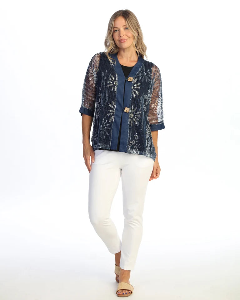 JESS & JANE Boucle Mesh Cardigan w/ 2-Button Closure - BC8-2301 - UPSY DAISY