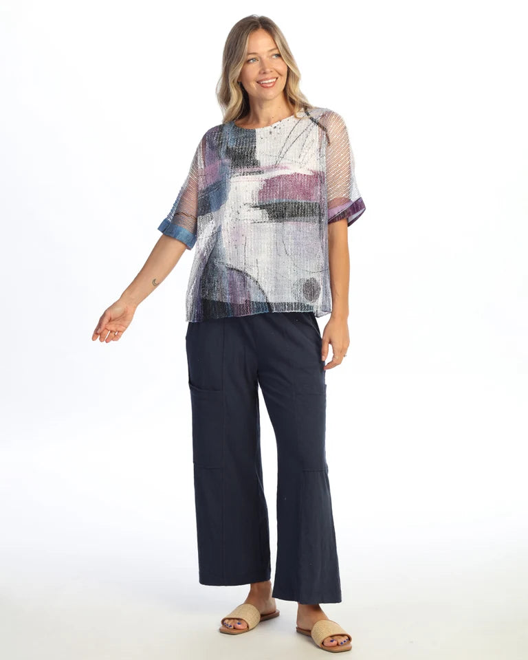 JESS & JANE Layered Boucle Mesh Tunic Top w/ Burnout Lining - BC9-2134 - STUDIO
