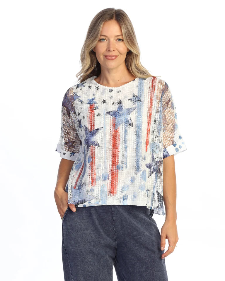 JESS & JANE Layered Boucle Mesh Tunic Top w/ Burnout Lining - BC9-2299 - ANTHEM