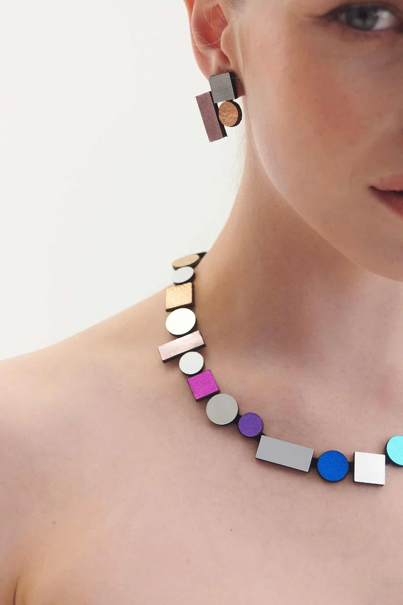 ISKIN SISTERS Bauhaus Earrings - BH13SLWC-JE - SILVER/WARM COLORS
