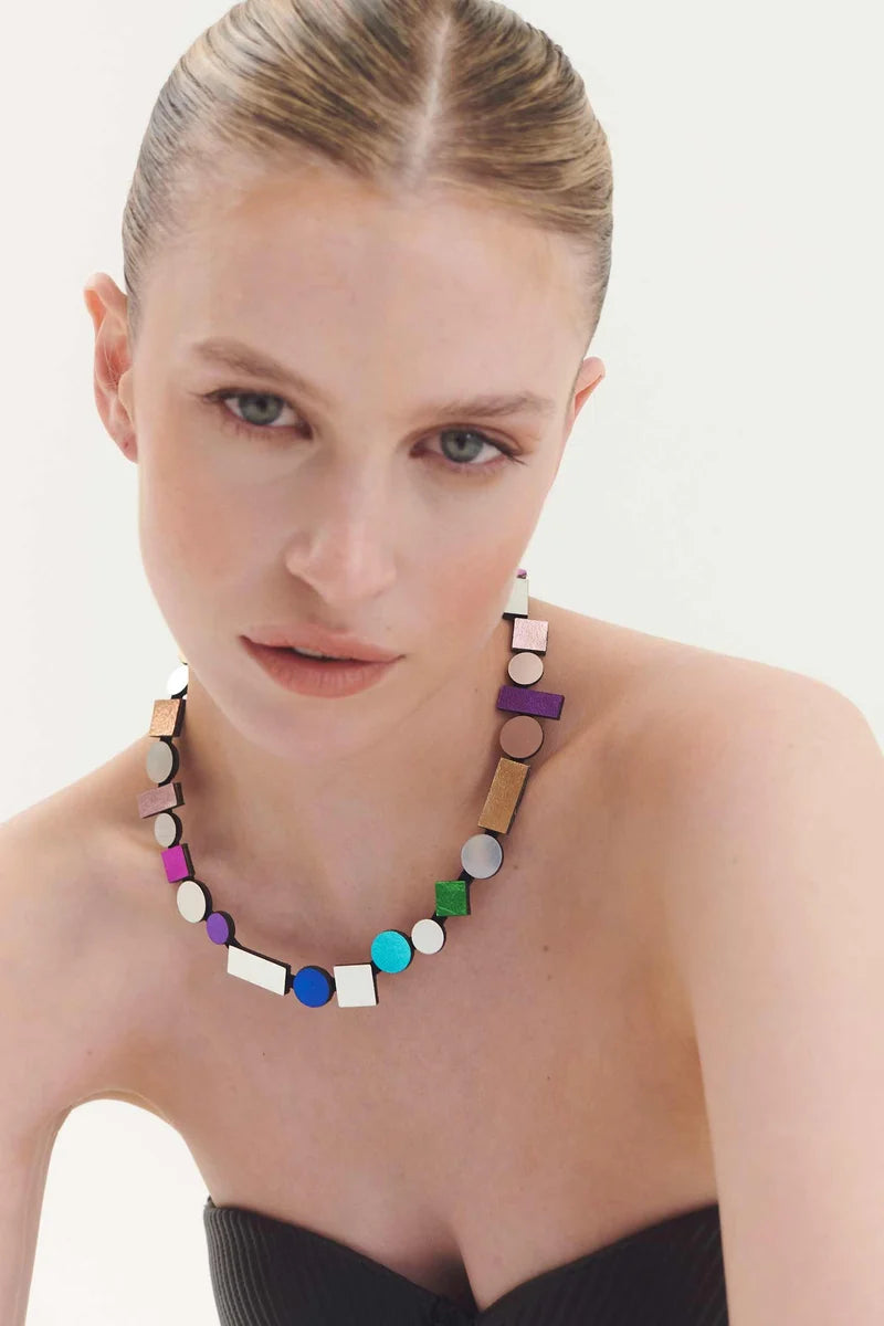 ISKIN SISTERS Bauhaus Necklace Round - BH09SLRB-JN - RAINBOW