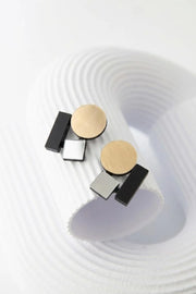 ISKIN SISTERS Bauhaus Clip On Silver, Black, Gold, Earrings -