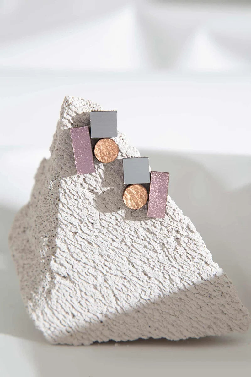 ISKIN SISTERS Bauhaus Earrings - BH13SLWC-JE - SILVER/WARM COLORS