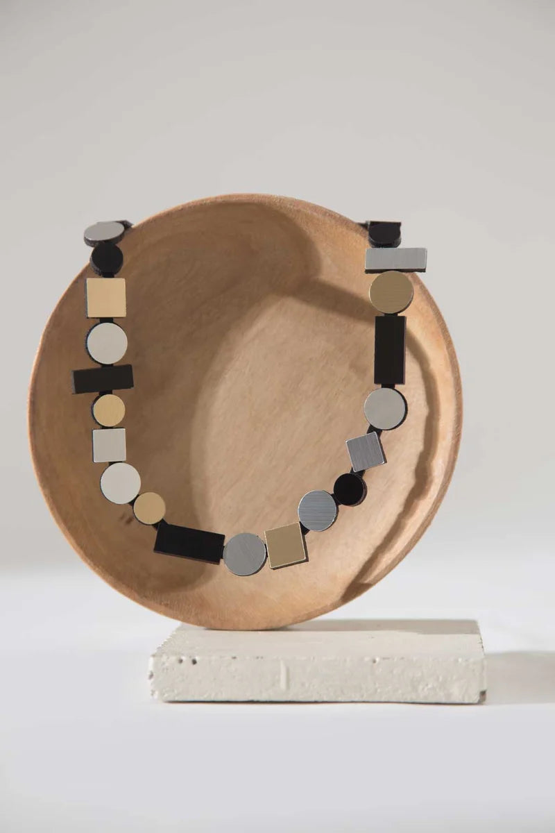 ISKIN SISTERS Bauhaus Round Acrylic Statement - BH09SB - SILVER / BLACK / GOLD