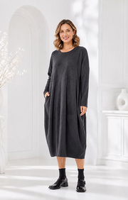 Vanite Couture Cotton Blend Dress - 85639 - BLACK