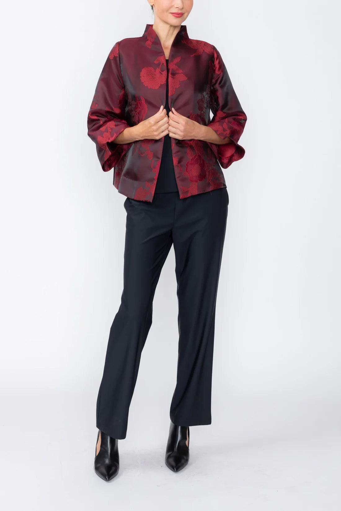 IC COLLECTION Jacket - C1141J - BURGUNDY