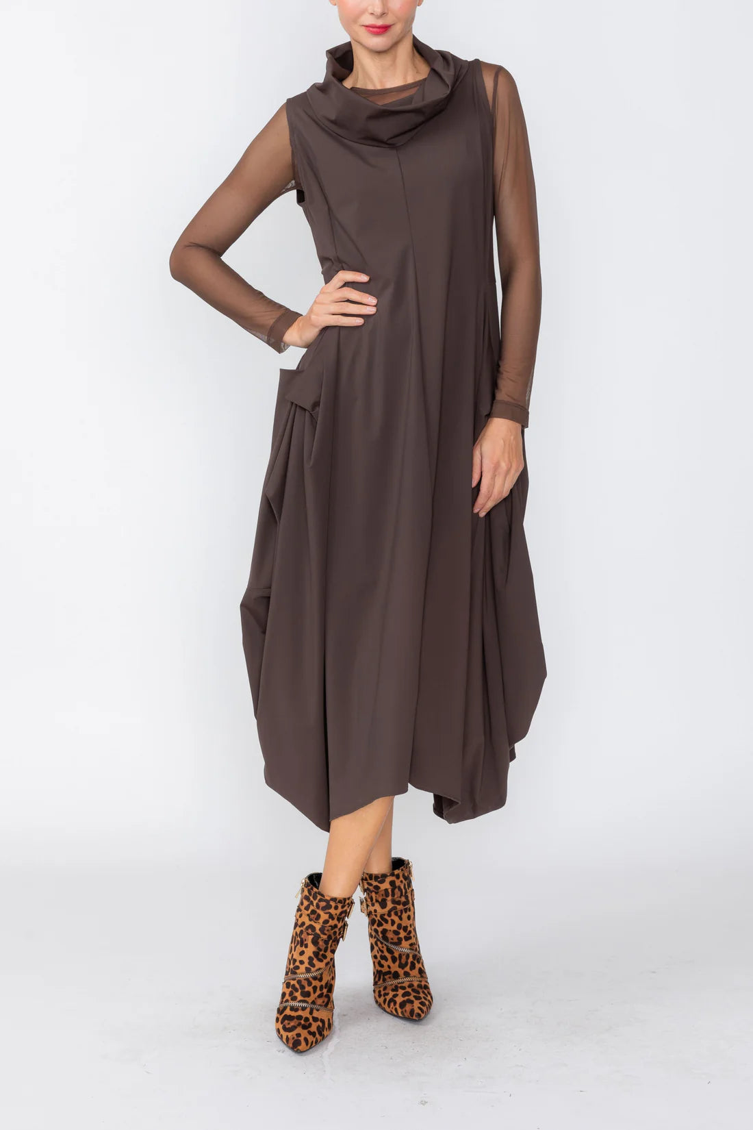 IC COLLECTION Dress - C1144D - BROWN