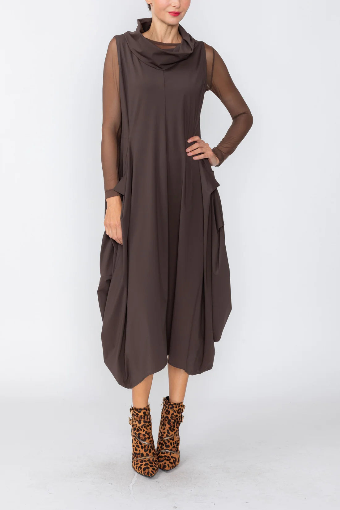 IC COLLECTION Dress - C1144D - BROWN