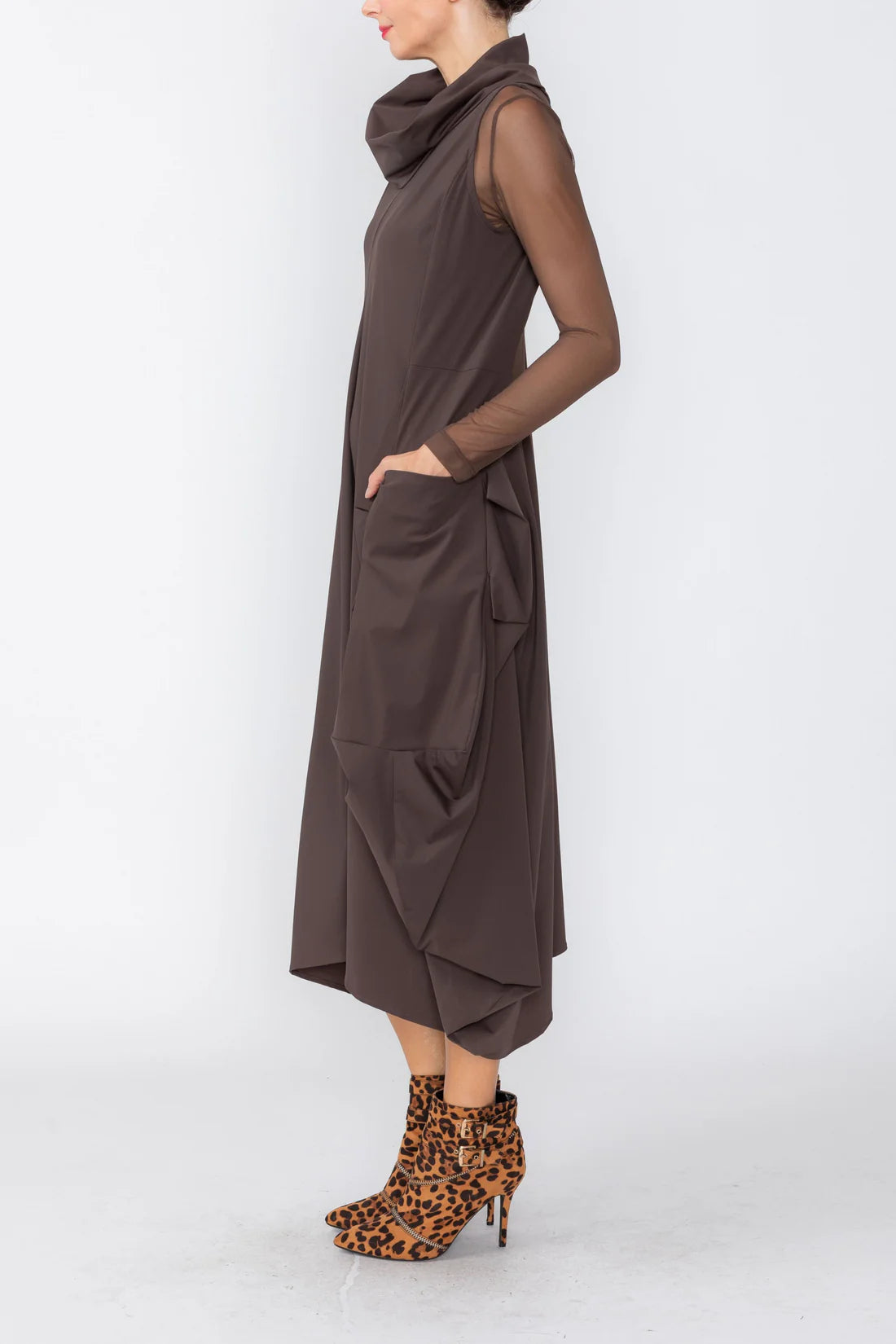 IC COLLECTION Dress - C1144D - BROWN