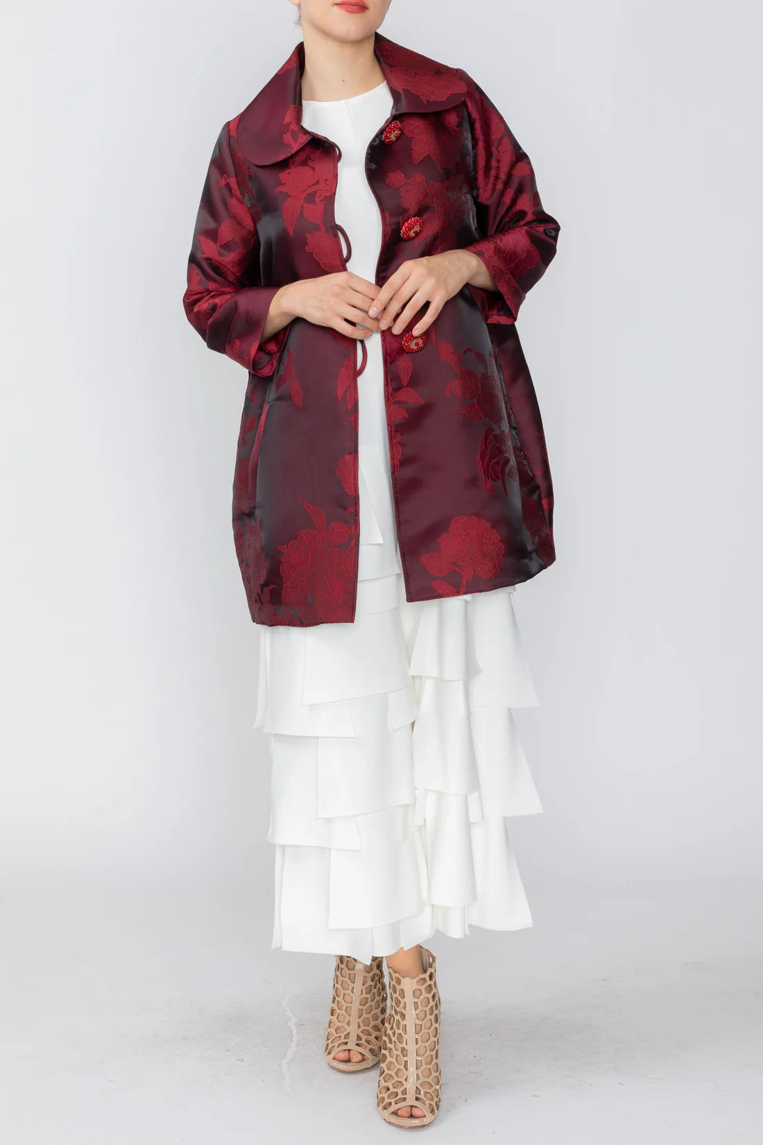 IC COLLECTION Jacket - C1169J - BURGUNDY