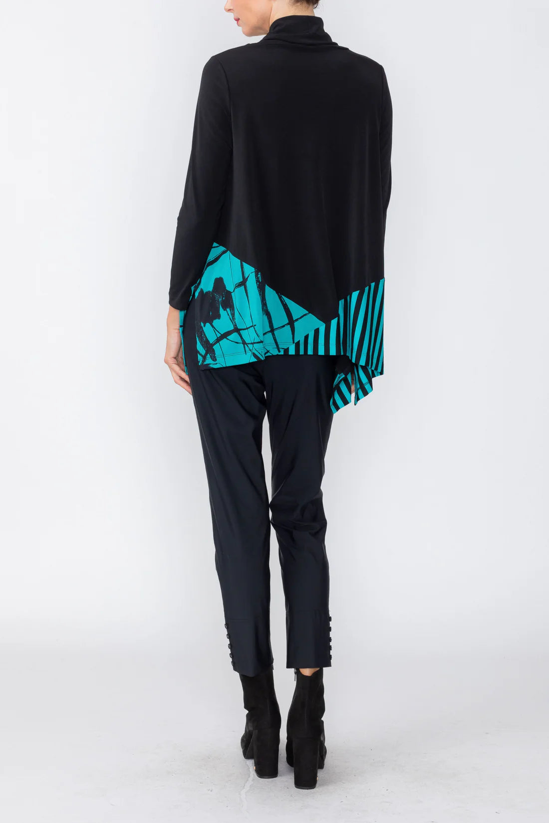 IC COLLECTION Top - C1212T - BLACK AND TEAL