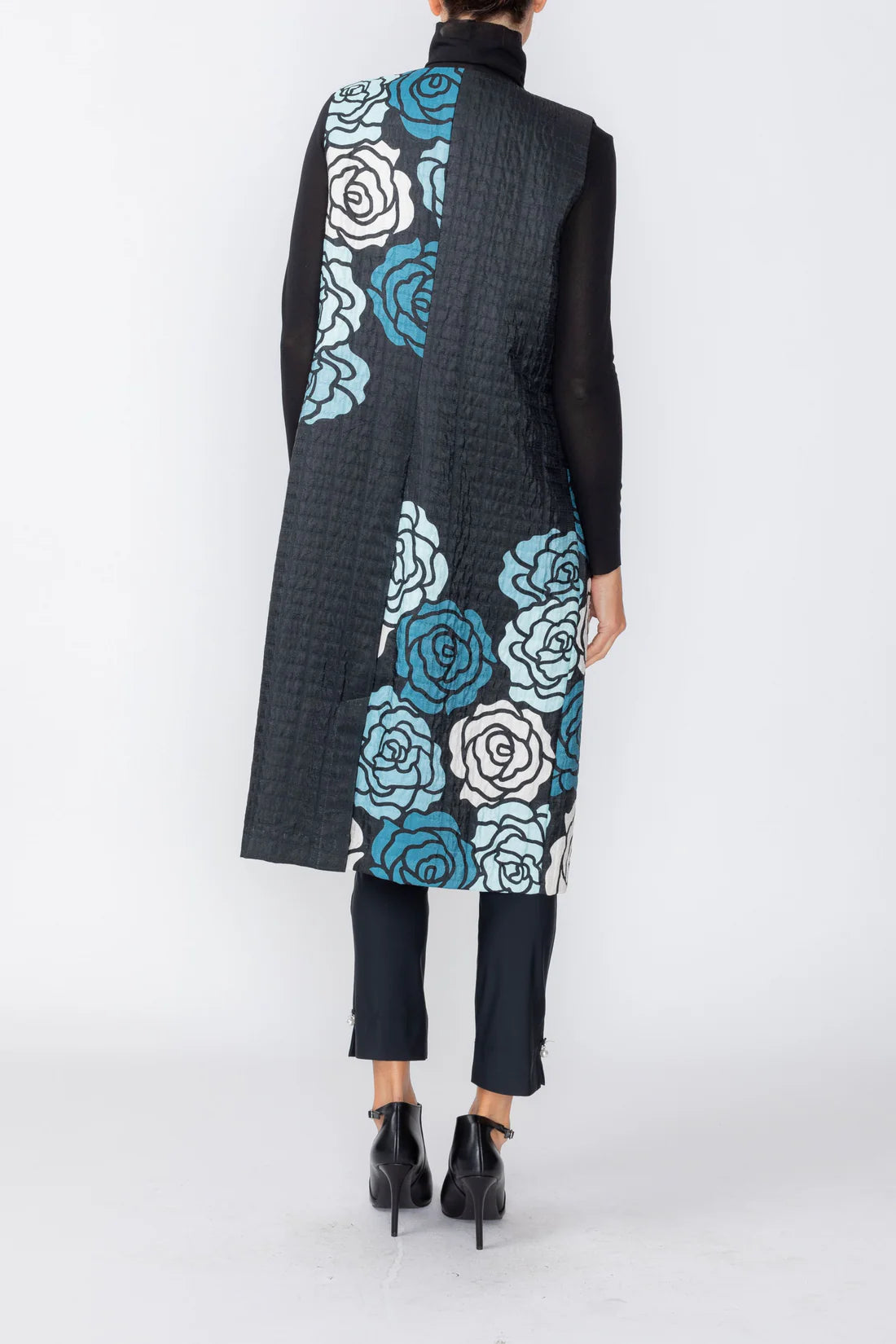 IC COLLECTION Open Front Long Vest - C1218V - BLUE