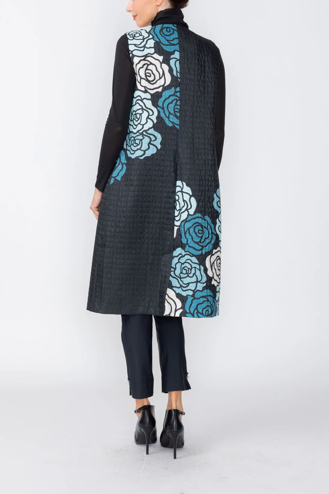 IC COLLECTION Open Front Long Vest - C1218V - BLUE