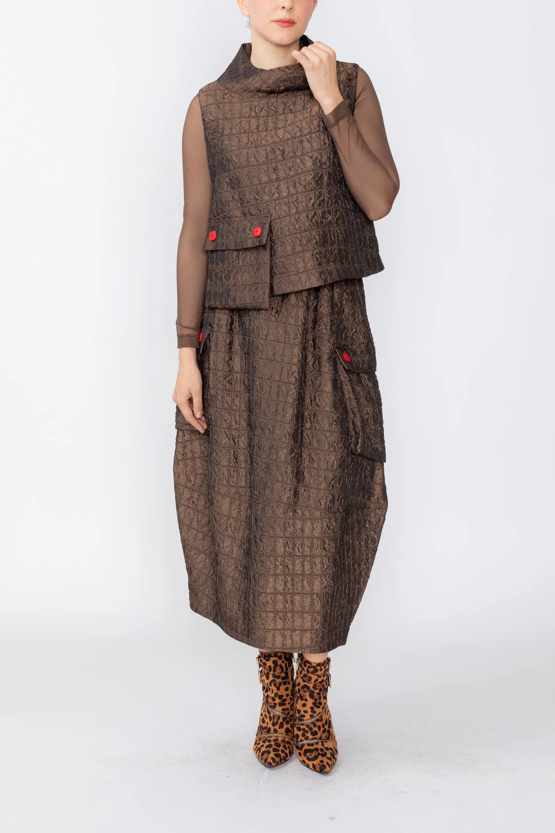 IC COLLECTION Sleeveless Top - C1219T - BROWN