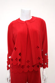 IC COLLECTION Open Front Cutout Jacket - C1238J - RED