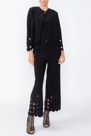 IC COLLECTION Open Front Cutout Jacket - C1238J - BLACK