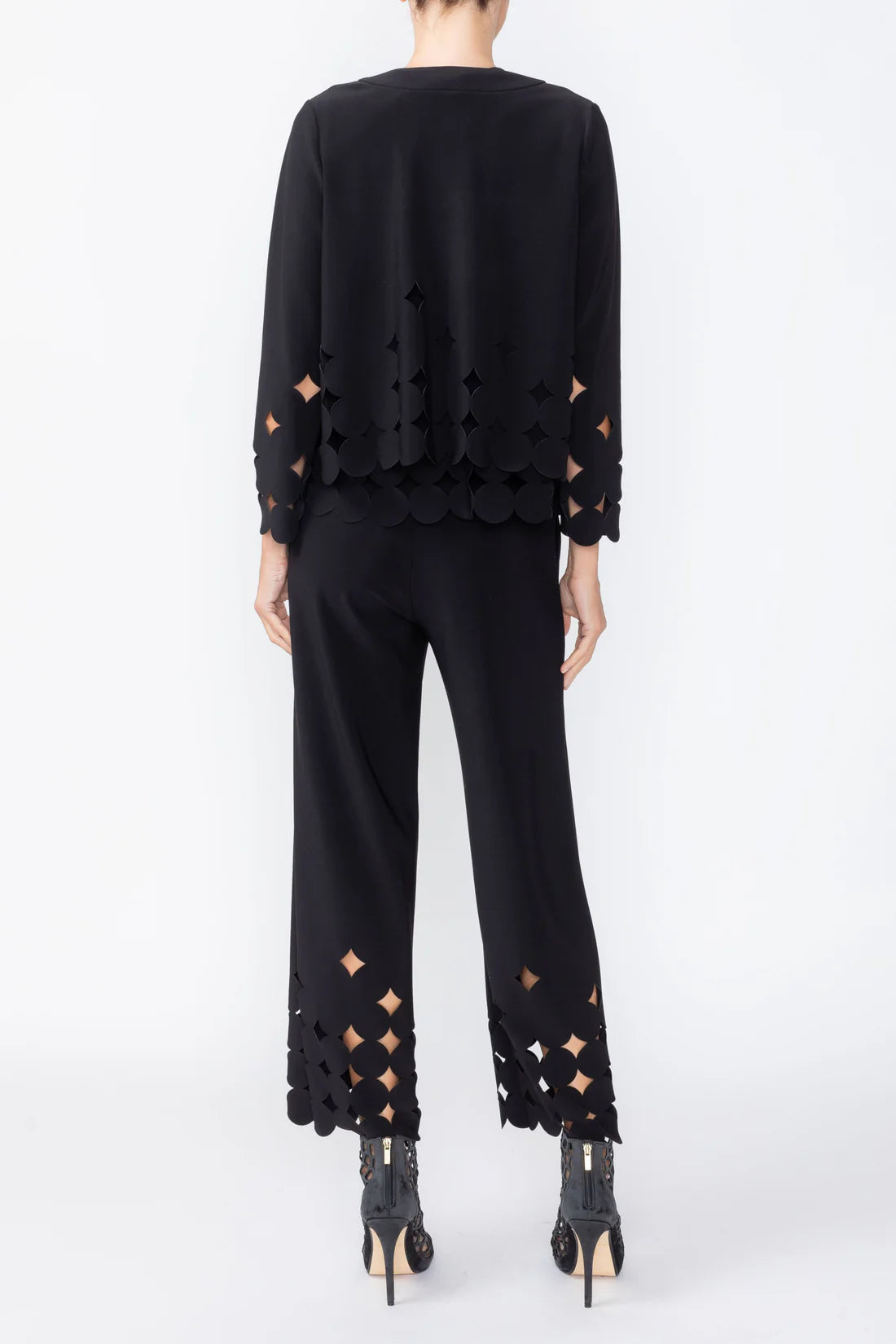 IC COLLECTION Open Front Cutout Jacket - C1238J - BLACK