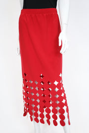 IC COLLECTION Cutout Midi Skirt - C1239S - RED