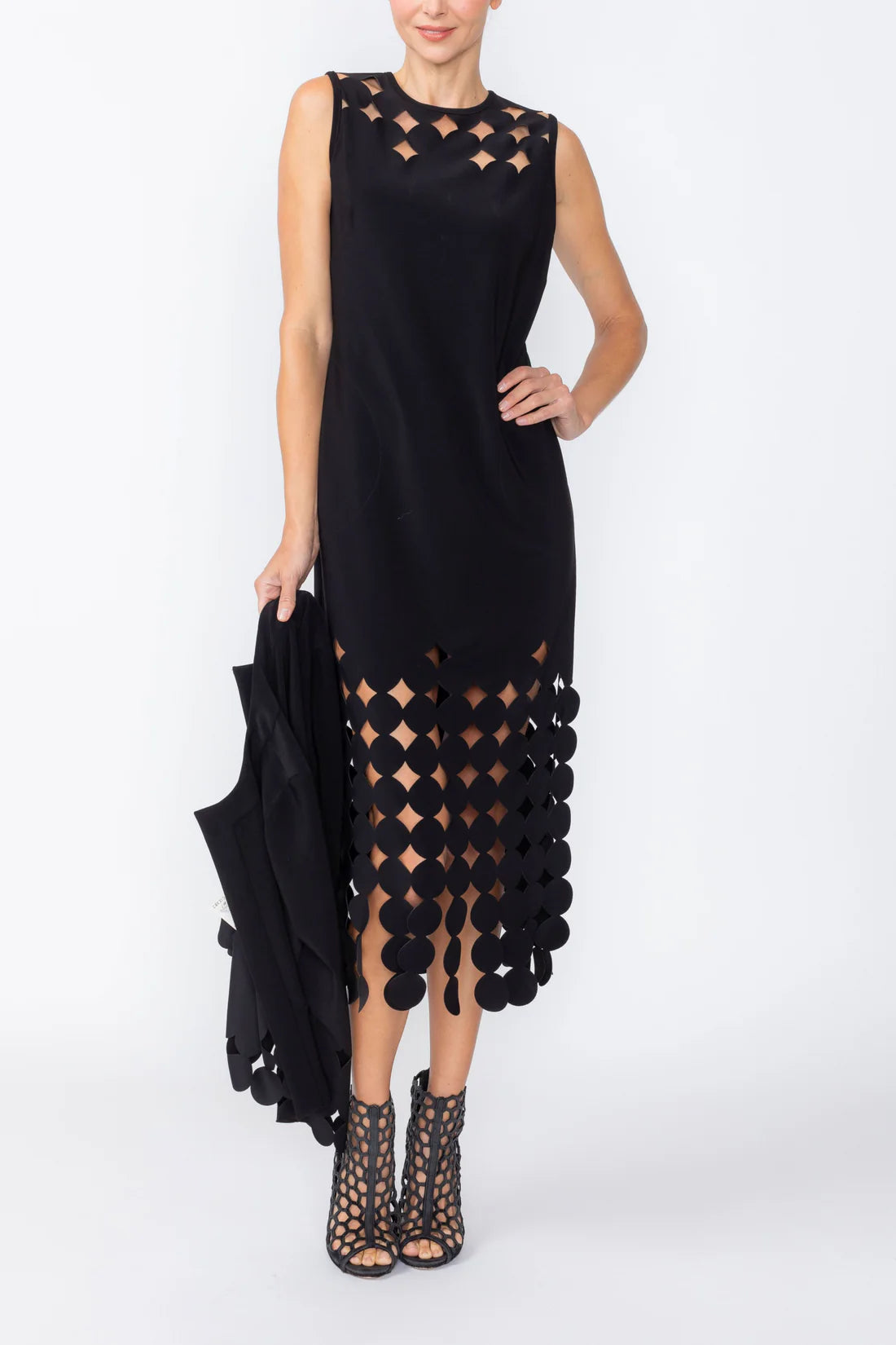 IC COLLECTION Sleeveless Dress - C1240D - BLACK
