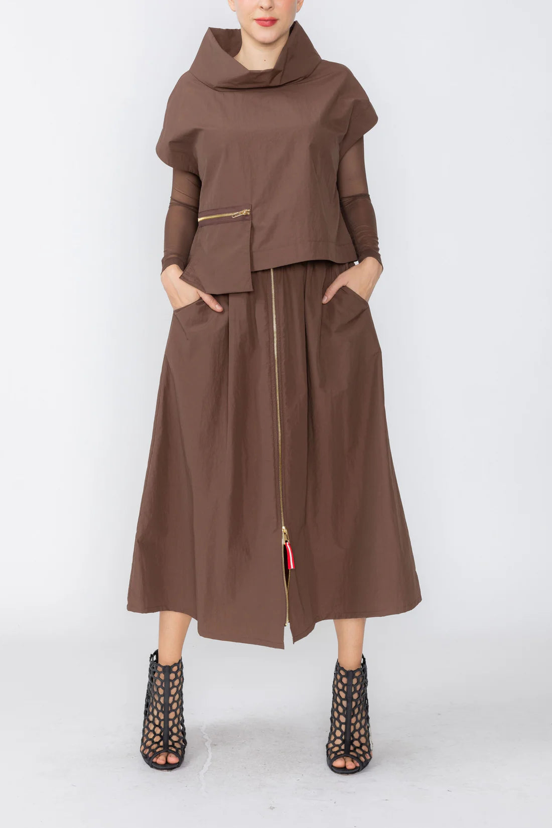 IC COLLECTION Skirt - 1243S - BROWN