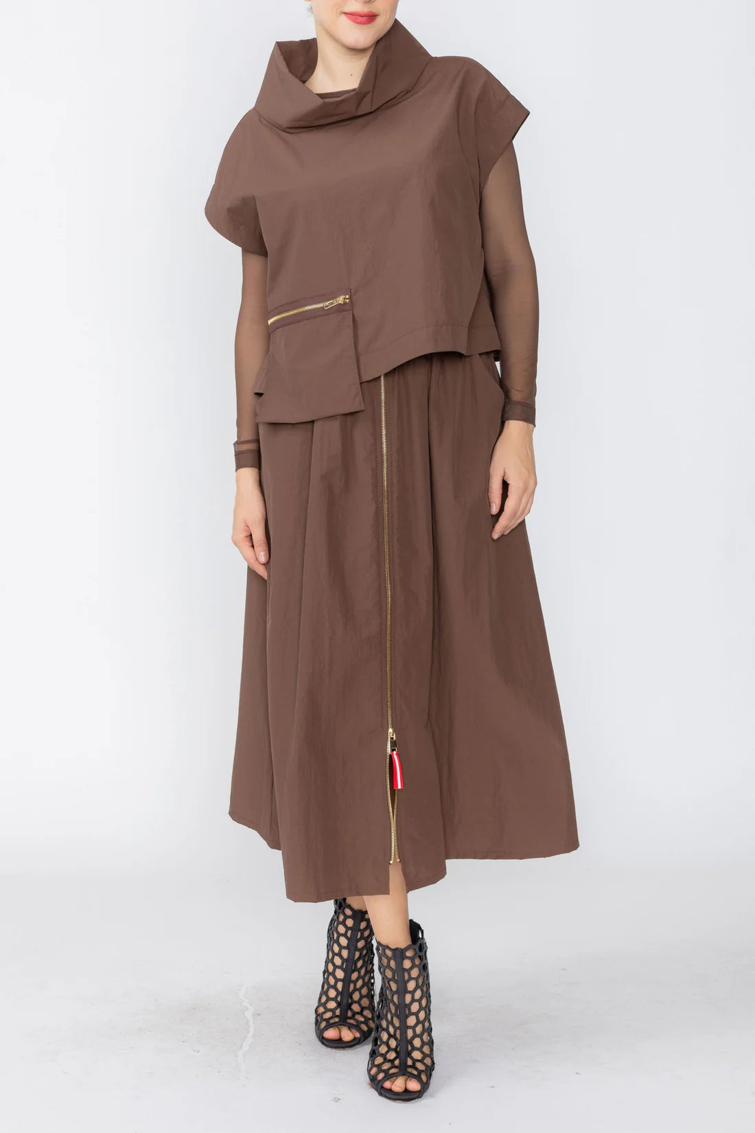 IC COLLECTION Top - C1242T - BROWN