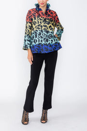 IC COLLECTION High Collar Button Jacket - C1248J - MULTI