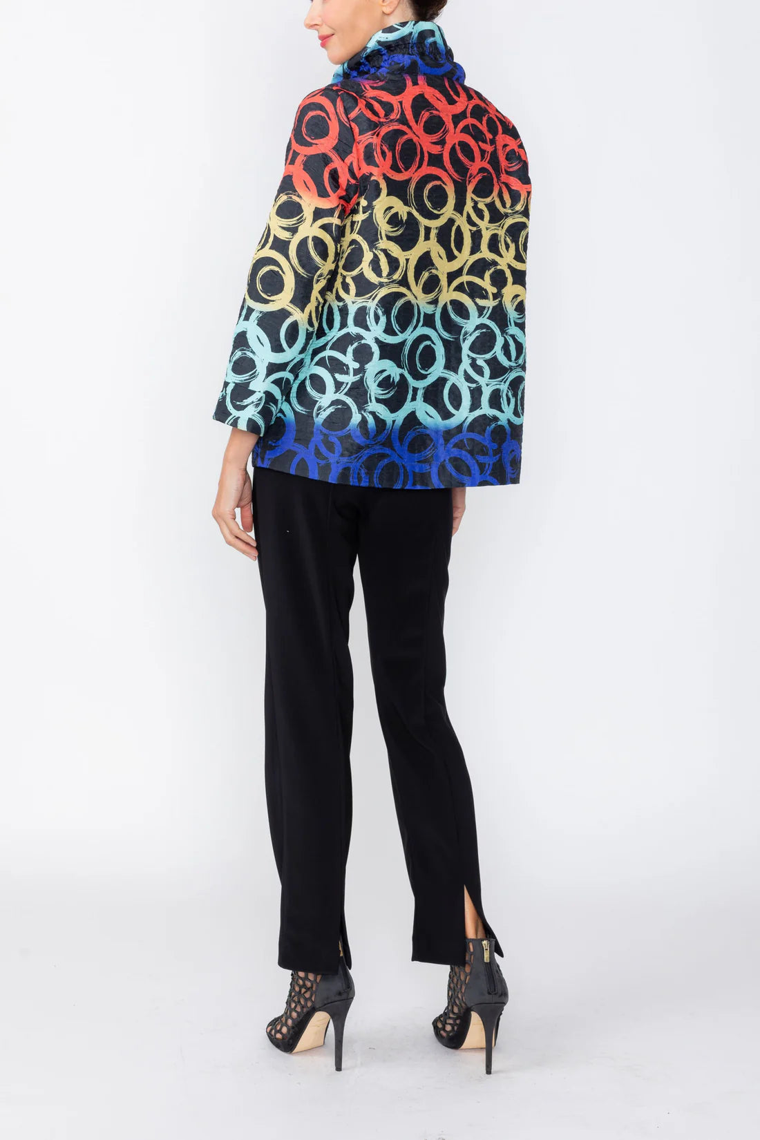 IC COLLECTION High Collar Button Jacket - C1248J - MULTI