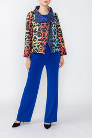 IC COLLECTION Asymmetric Cropped Motto Jacket - C1249J - MULTI